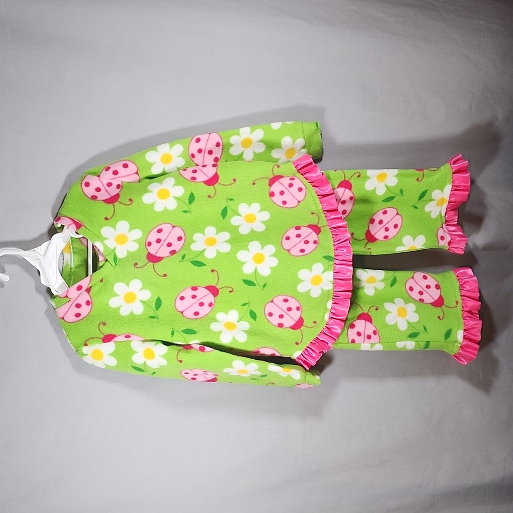 Hand Made Lady Bug Flower Pajama Set Girls Size M